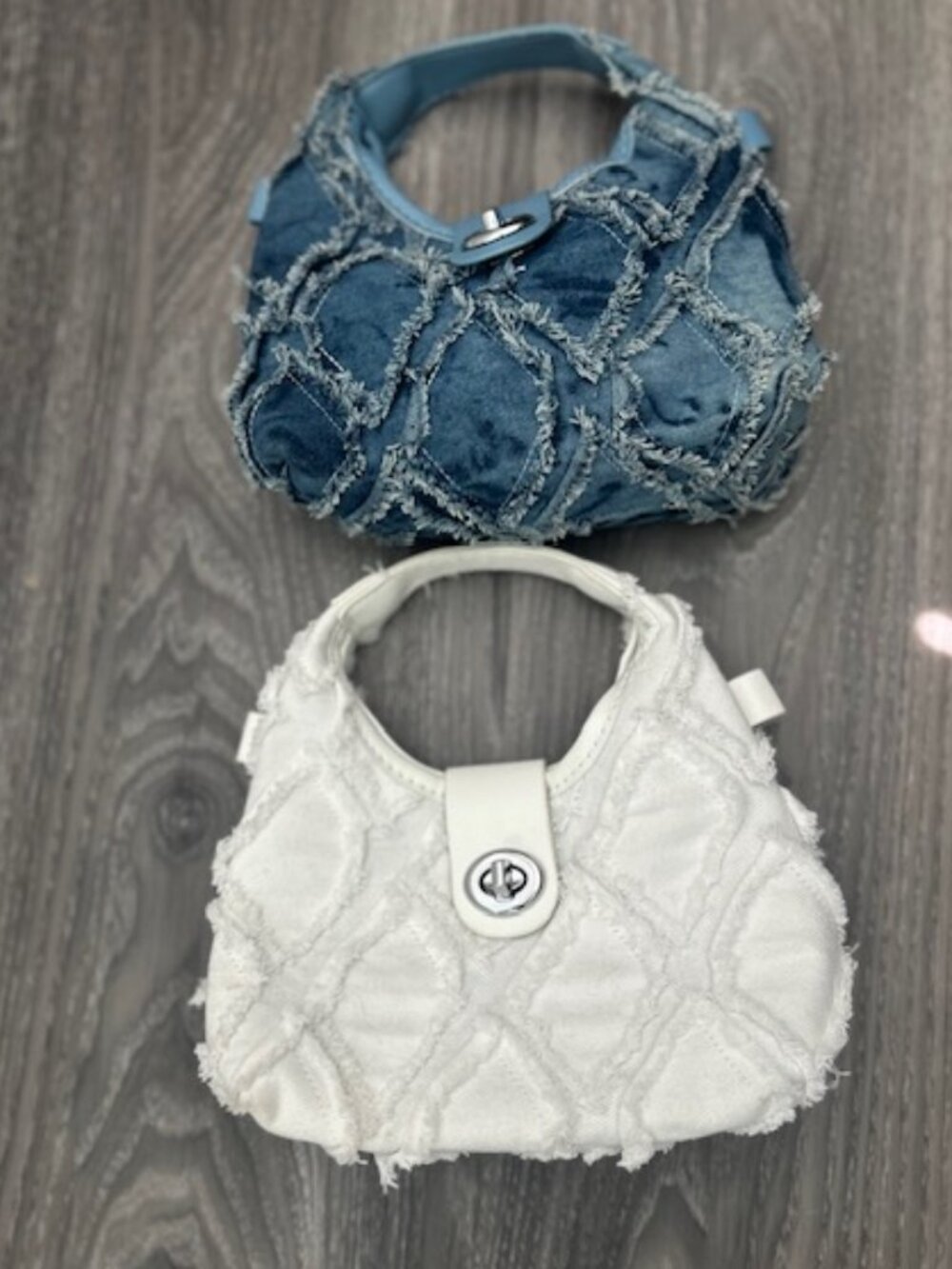 Bundle of two mini bags one denim and one white